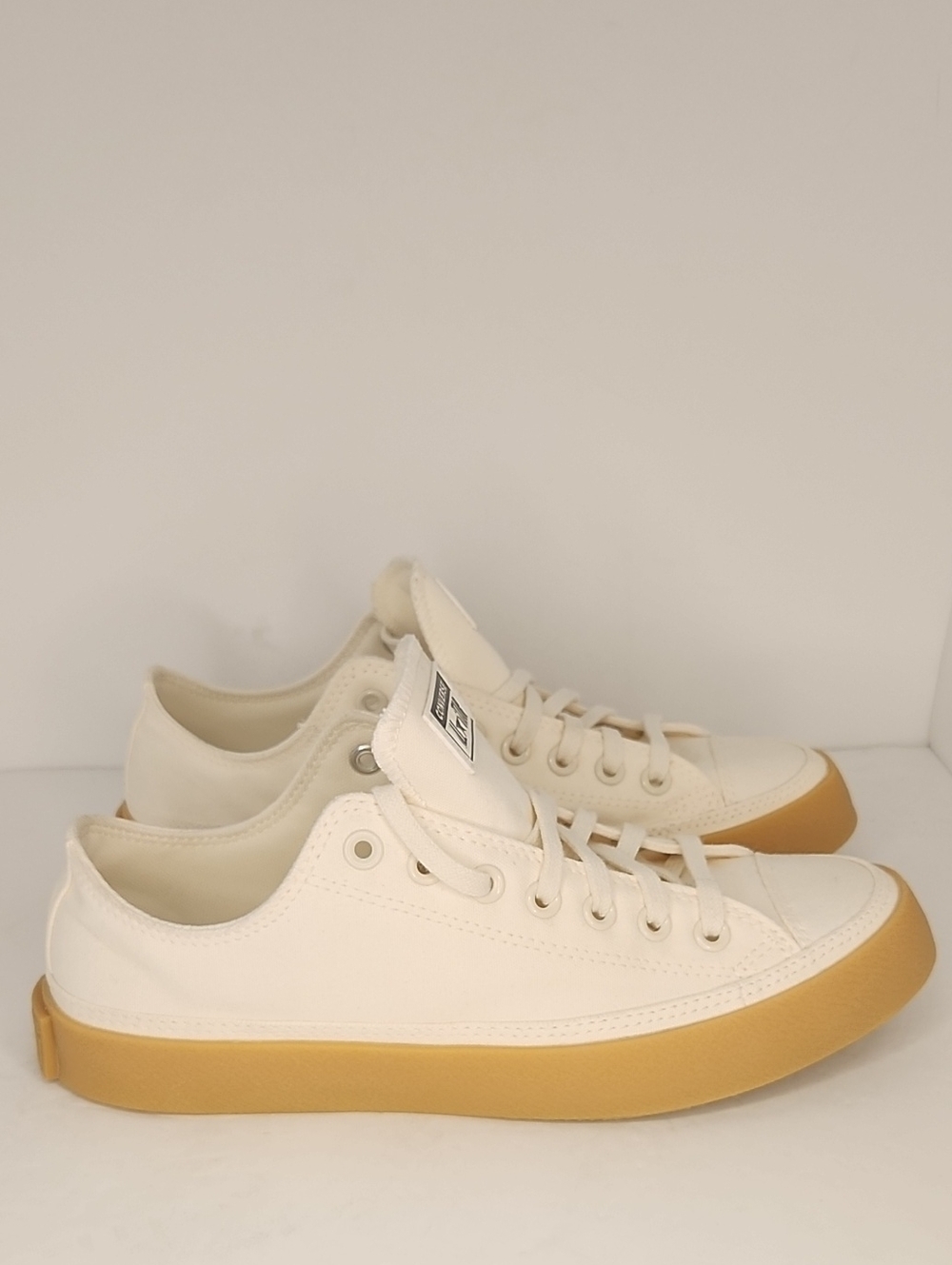 Converse Low-Top Canvas Sneakers in Off-White with Gum Sole